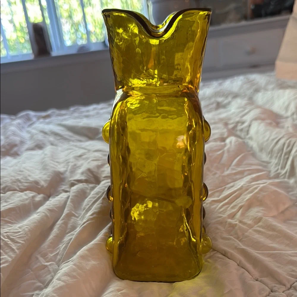 Vintage Blenko Amber Hobnail Bubble Glass Double Spout Water Pitcher - Picture 3 of 6